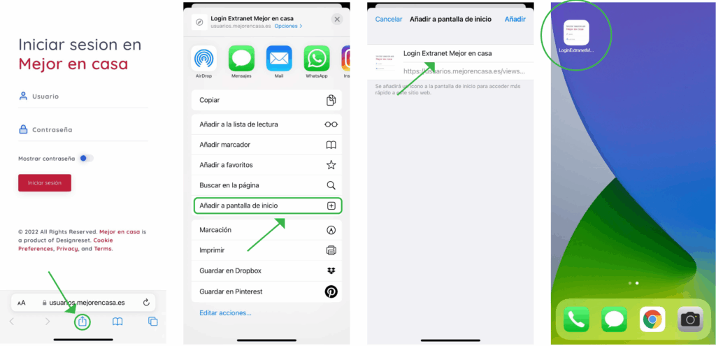 Añadir acceso directo desde Safari